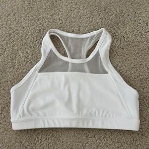 White Athleta Girl Sports Bra with Mesh